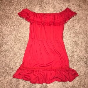 Spicy off the shoulder Pom dress